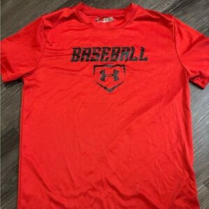 Under Armour Boys Red Short Sleeve Baseball Tee YM